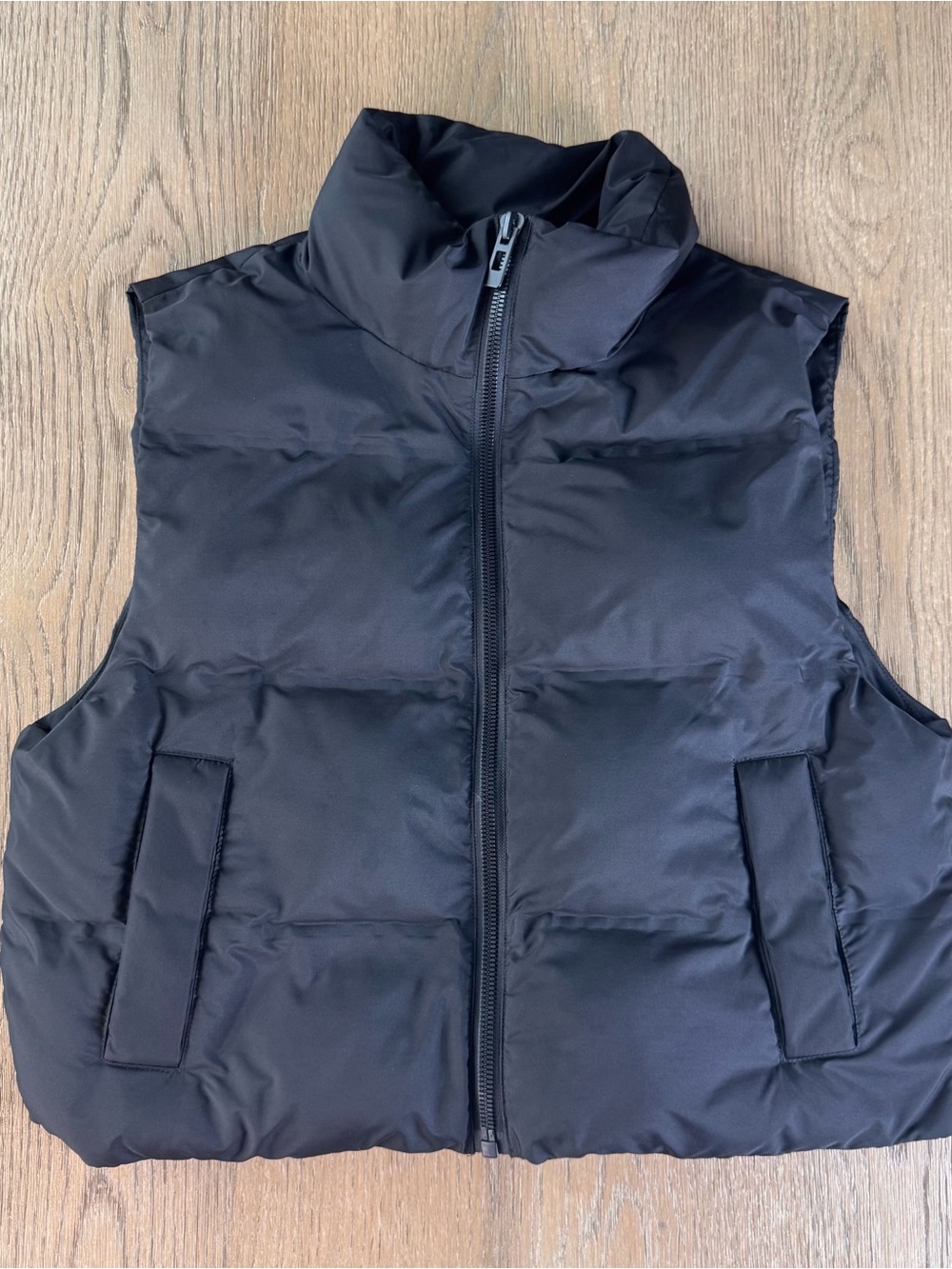 Zara Black Quilted Puffer Vest with High Collar